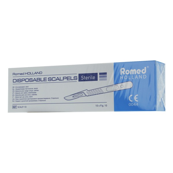 Romed, Skalpele jednorazowe z rękojeścią, jałowe, nr 10, 10 szt.