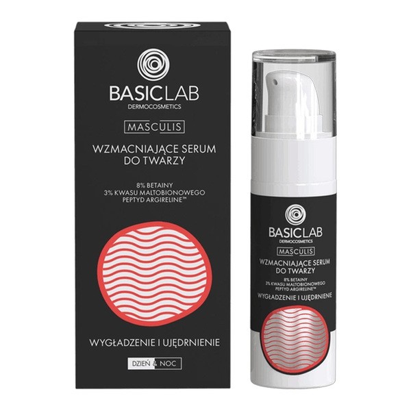 BasicLab Masculis, wzmacniające serum do twarzy Wygładzenie i Ujędrnienie, 30 ml