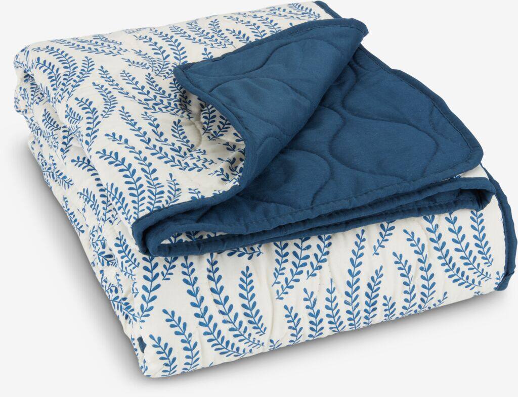 SOMMEREIK quiltet tæppe 130x170 blå og hvid