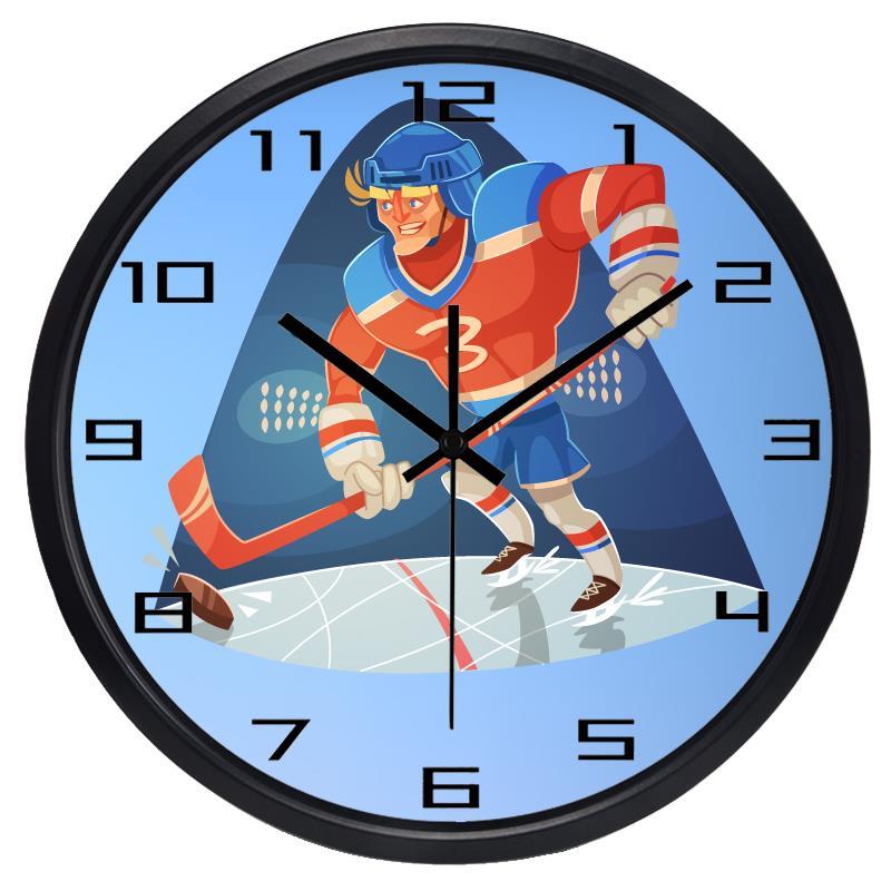 Cartoonatleten wandklok met sneeuwbalgewicht, voetbaldoelman.