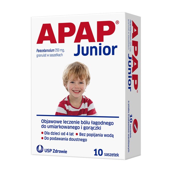 Apap Junior, 250 mg, granulat, 10 saszetek