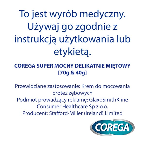 Corega Power Max Mocowanie + Osłona, krem mocujący do protez, miętowy, 40 g