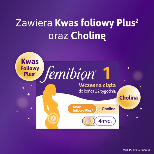 Femibion 1 Wczesna ciąża Kwas Foliowy Plus, tabletki powlekane, 28 szt.