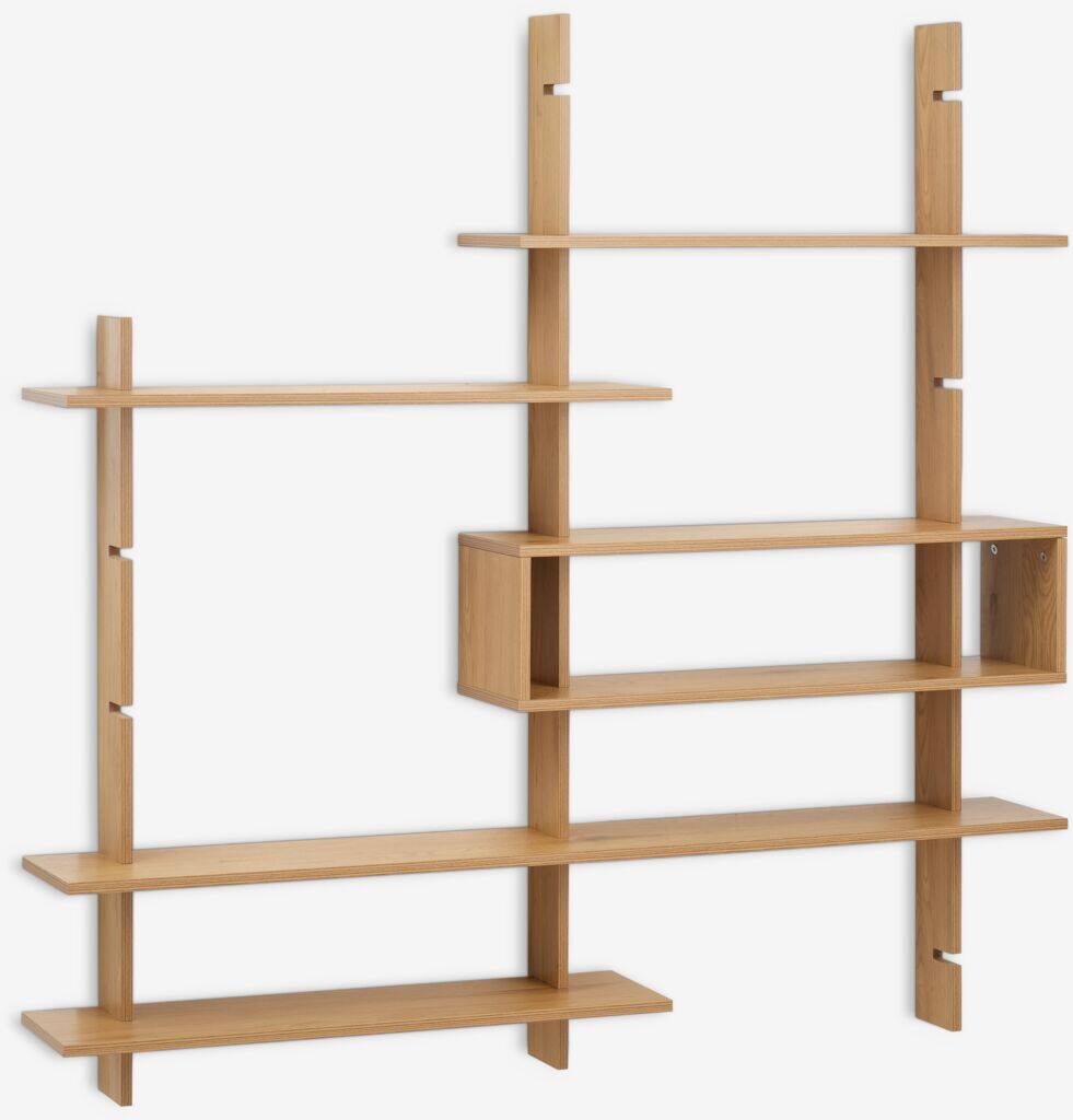 KARLEBY reolsystem KARLEBY 6 justerbare hylder i egetræsfarve