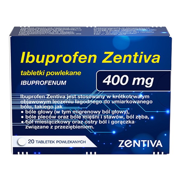 Ibuprofen Zentiva, 400 mg, tabletki powlekane, 20 szt.