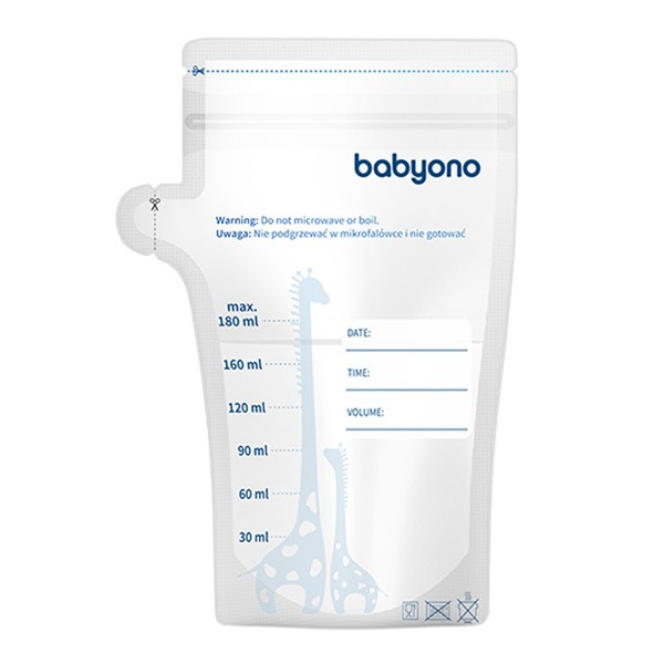 BabyOno, jednorazowe woreczki do przechowywania pokarmu,180 ml, 30 szt.