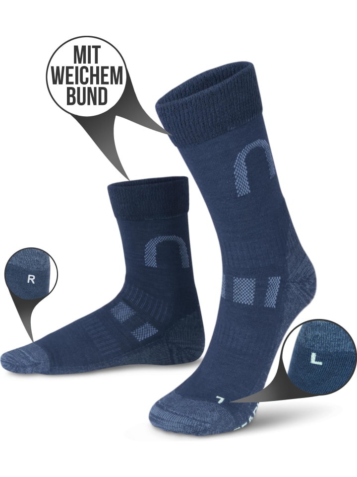 normani 2 Paar Merinowollsocken Wander- und Trekkingsocken Melton in Blau günstig kaufen