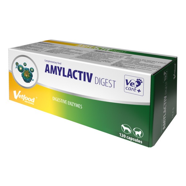 Vetfood Amylactiv Digest, preparat enzymatyczny dla psów i kotów, kapsułki, 120 szt.