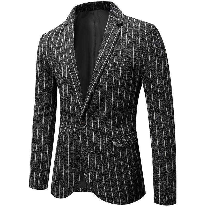 Spring Autumn Suit Jacket New Fashion Simple One Button Stripe Mens Frock Coat Steampunk Man Colbert Jasje Mannen Casual Blazers