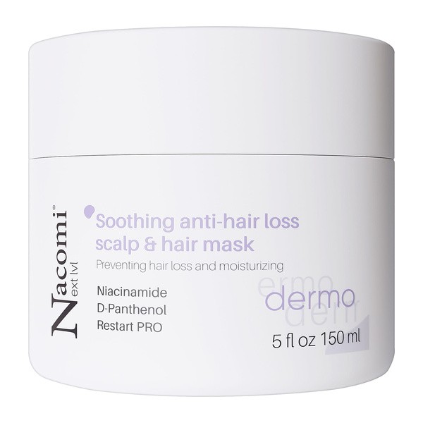 Zestaw Nacomi Next LVL Dermo, kojąca maska do skóry głowy i włosów, zapobiegająca wypadaniu, 150 ml + szampon do włosów, nawilżająco-łagodzący, 250 ml