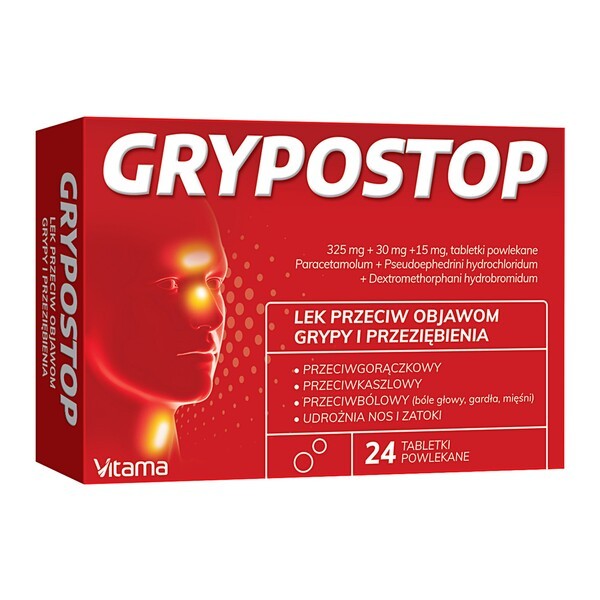 Grypostop, 325 mg+30 mg+15 mg, tabletki powlekane, 24 szt.