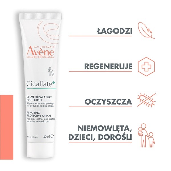 Avene Eau Thermale Cicalfate+, regenerujący krem ochronny, 40 ml