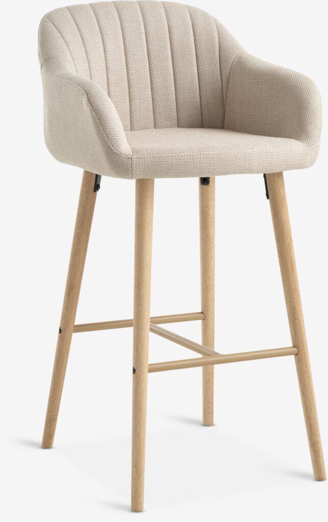 ADSLEV barstol, beige stof/egefarvet