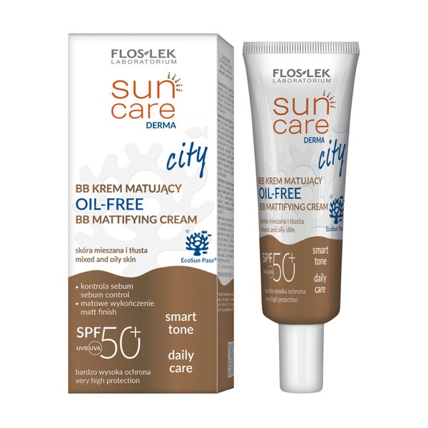 FlosLek Laboratorium Sun Care Derma City, matujący krem BB SPF 50+, 30 ml