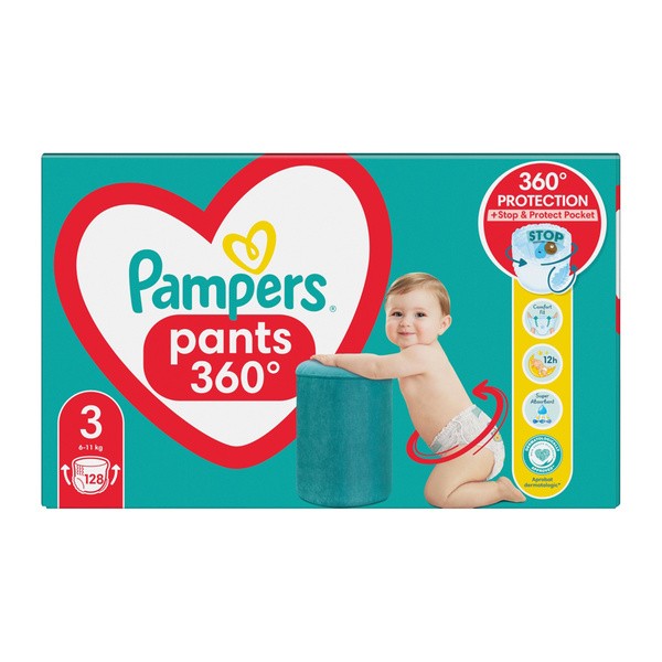 Pampers Pants 3 (6−11kg), pieluchomajtki jednorazowe, 128 szt.