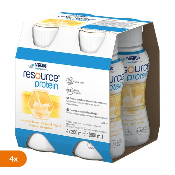 Zestaw 4 x Resource Protein, płyn, o smaku waniliowym, 4 x 200 ml
