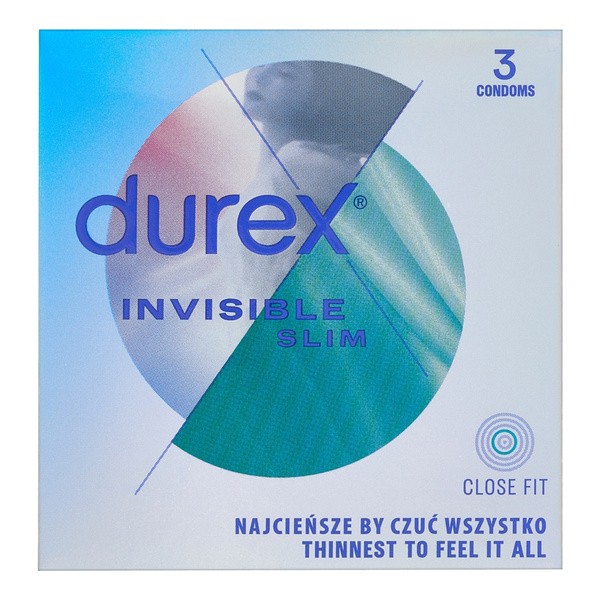 Durex Invisible Close Fit, prezerwatywy dopasowane, 3 szt.