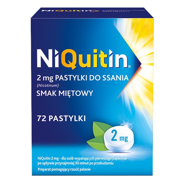 Niquitin, 2 mg, pastylki do ssania, smak miętowy, 72 szt.