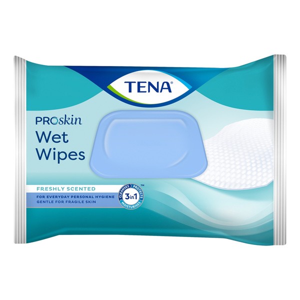 TENA Wet Wipe, chusteczki nawilżane 3w1, duopak, 2 x 48 szt.