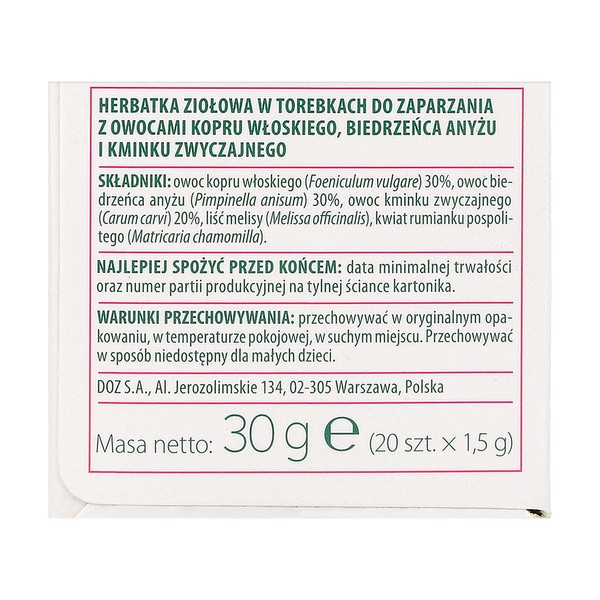 ZIELNIK DOZ Dla kobiet karmiących, herbatka ziołowa, 1,5g x 20 szt.