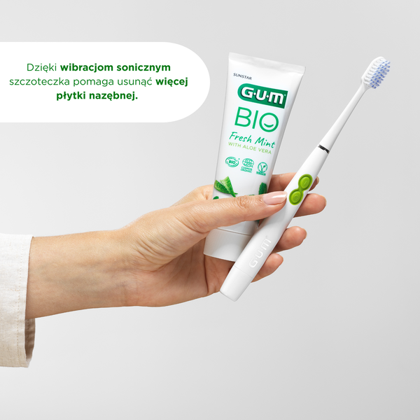 Gum Sonic Daily, soniczna szczoteczka do zębów, biała, 1 szt.