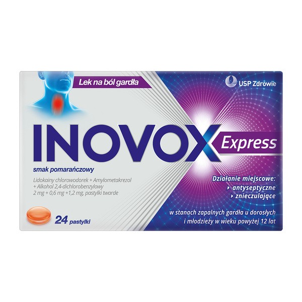 Inovox Express, pastylki twarde, smak pomarańczowy, 24 szt.