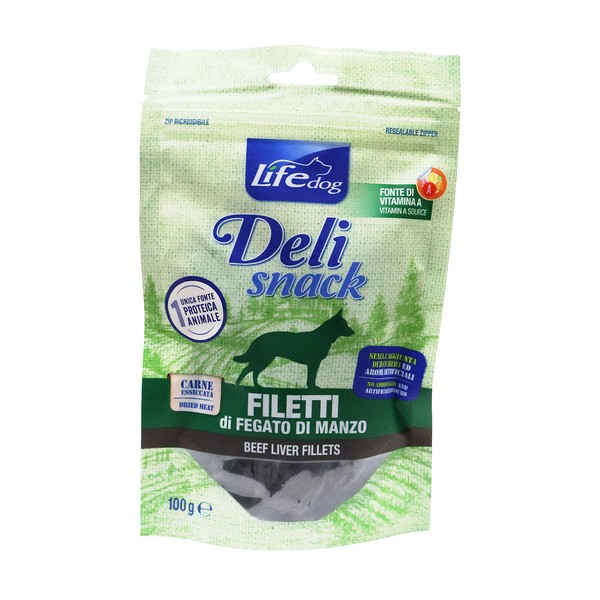 Life Dog Deli Snack Beef Liver Fillets, suszone filety z wątroby wołowej dla psów, 100 g