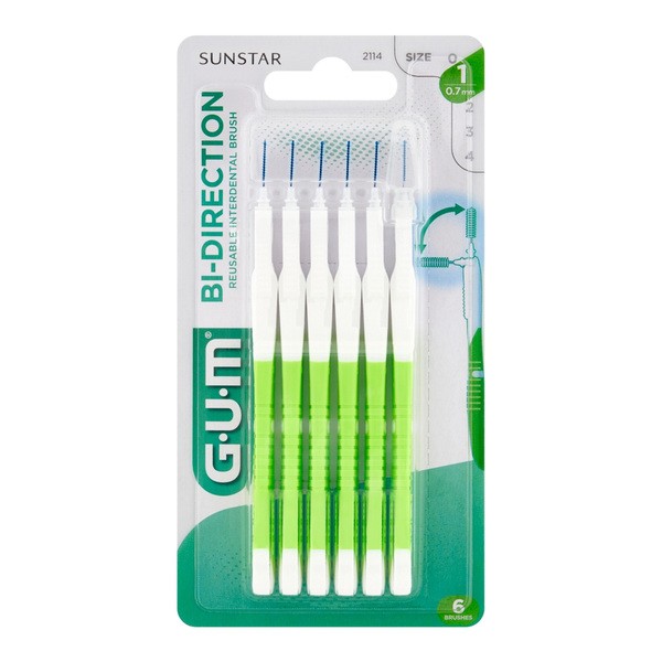 Gum Bi-Direction, szczoteczka międzyzębowa, 0,7 mm walec, 6 szt.