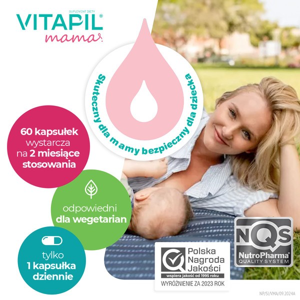 Vitapil Mama, wypadanie włosów po ciąży i podczas karmienia piersią, kapsułki twarde, 60 szt.
