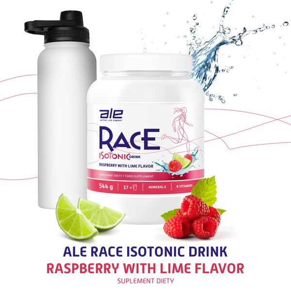 Ale Race Isotonic Drink Raspberry & Lime Flavor, proszek, 544 g