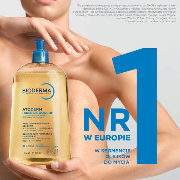 Bioderma Atoderm Huile de douche, olejek do kąpieli i pod prysznic do ciała i twarzy, 1000 ml