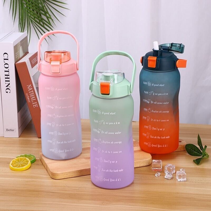 Butelka na wodę ze słomką o pojemności 1,5 litra, duża pojemność, plastikowa butelka na wodę dla dziewcząt z znacznikiem czasu, butelka na wodę do ćwiczeń sportowych