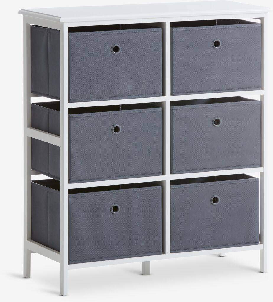 ODBY ODBY kommode, 6 skuffer, hvid og grå