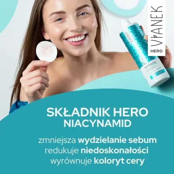 Vianek Hero, płyn micelarny z niacynamidem, 400 ml