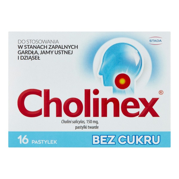 Cholinex, 150 mg, pastylki do ssania (bez cukru), 16 szt.