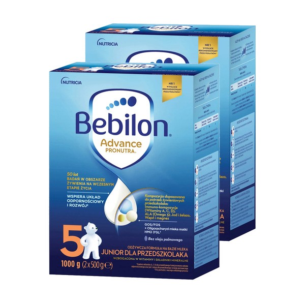 Zestaw 2x Bebilon 5 Advance Pronutra, Junior, formuła na bazie mleka dla przedszkolaka, 1000 g