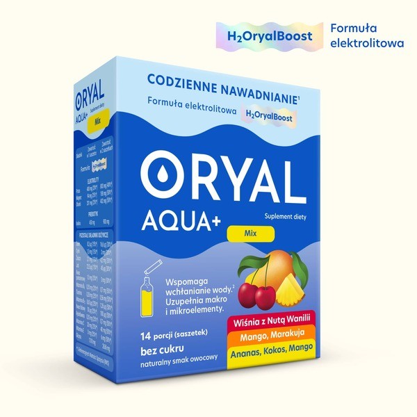 Oryal Aqua+, saszetki z proszkiem, mix smaków, 14 szt.