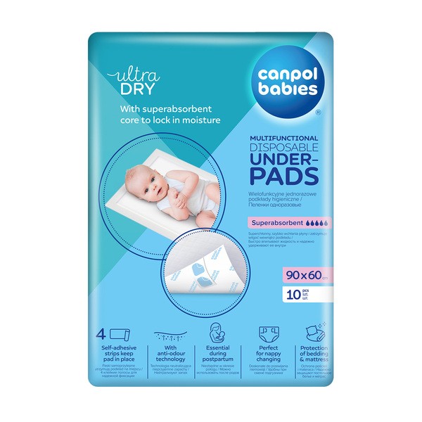 Canpol Babies, wielofunkcyjne podkłady higieniczne, 90 cm x 60 cm, 10 szt.