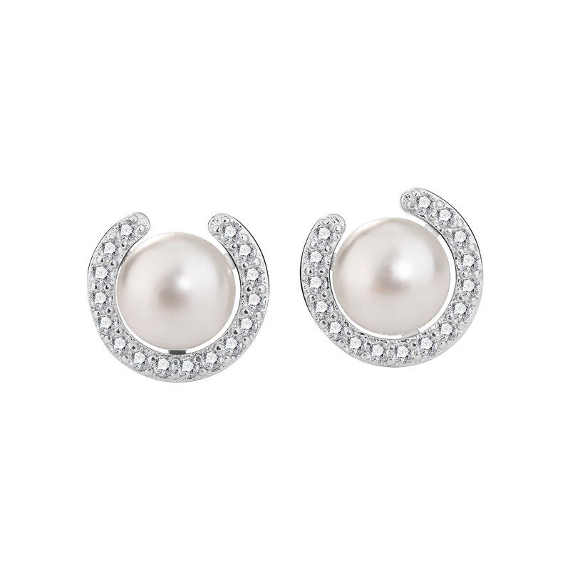 Wysokiej jakosci okragle kolczyki luksusowe duze perly bizuteria Brincos Orecchini kolczyki dla kobiet kolczyki ze srebra proby 925