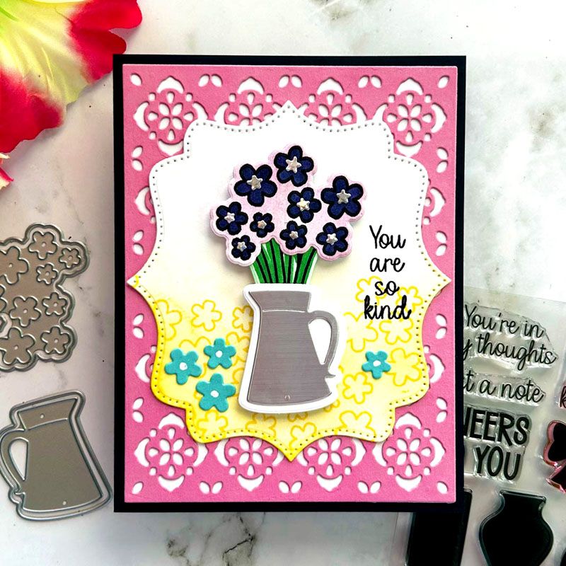 Thoughtful Flower Solids Clear Stamp Set of 14