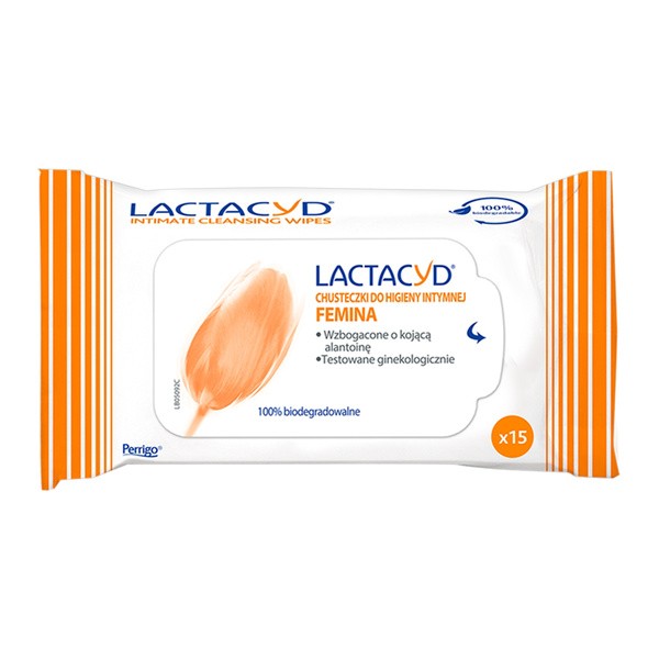 Lactacyd Femina, chusteczki do higieny intymnej, 15 szt.