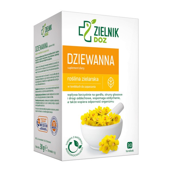 DOZ Zielnik Dziewanna, zioła do zaparzenia w torebkach, 1 g, 30 szt.