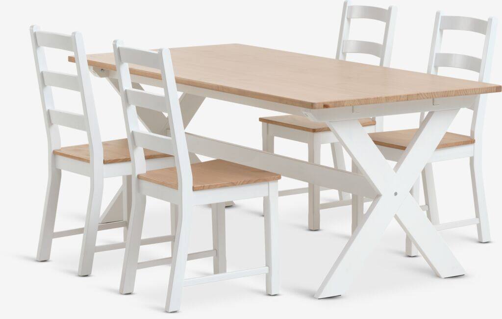 VISLINGE VISLINGE L190 naturbord 4 stole VISLINGE hvid/natur