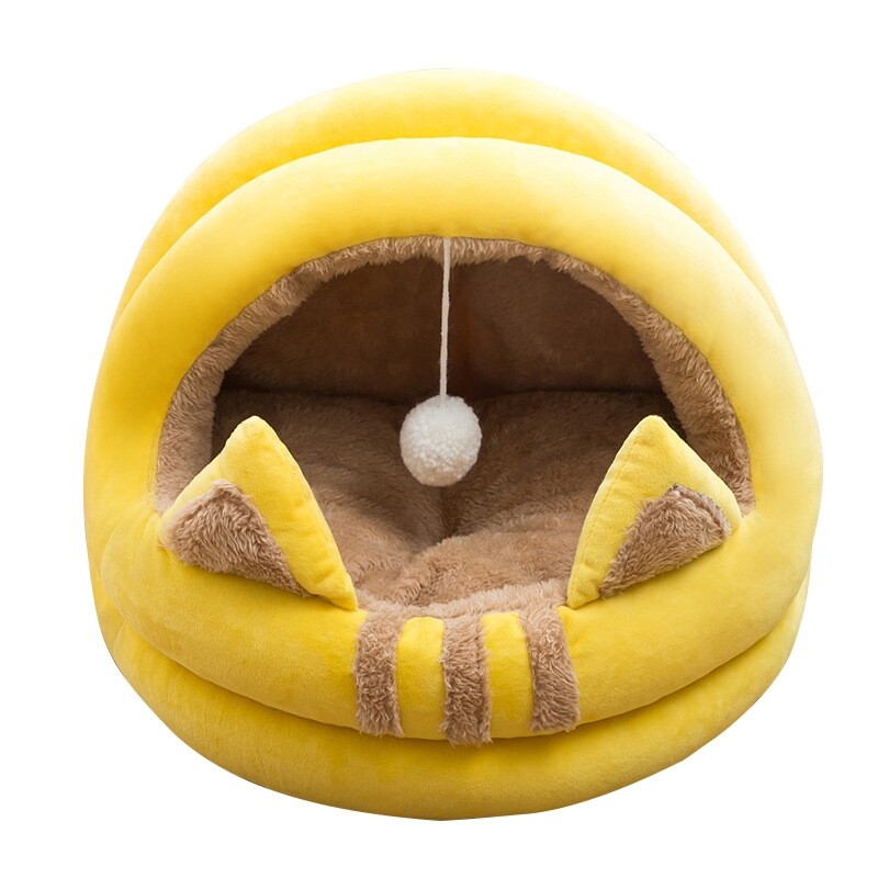 Semi Enclosed Cat Bed Kitten Lounger Cat House Tent Washable Cave Soft Pet Sleeping  Bed Cozy House Pet supplies