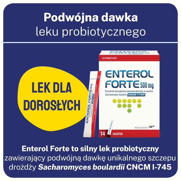 Enterol Forte, 500 mg, proszek do sporządzania zawiesiny doustnej, 14 sasz.