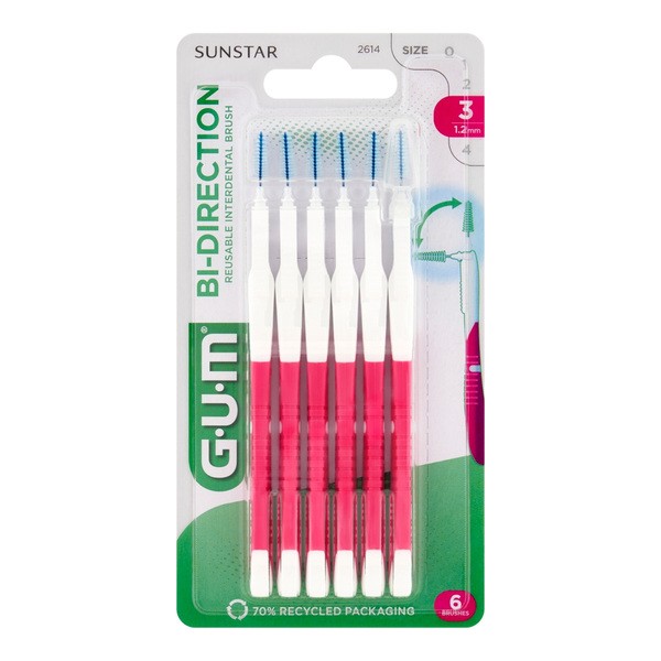 Gum Bi-Direction, szczoteczka międzyzębowa, 1,2 mm stożek, 6 szt.