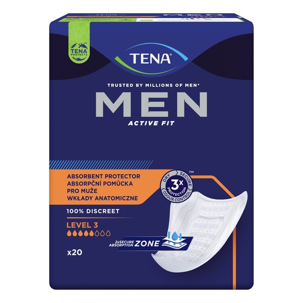 Zestaw 6 x TENA Men Active Fit (Super), wkłady anatomiczne, level 3, 20 szt.