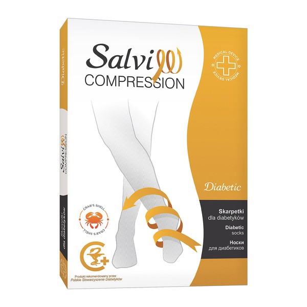 Salvi Diabetic 610, skarpetki bezszwowe z chityną dla diabetyków, czarne, rozmiar XS, 1 para