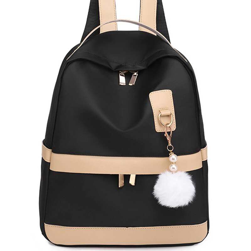 Ny mote dameryggsekk slitesterk handleryggsekk for jenter og studenter, enkel veske med søt ensfarget anheng