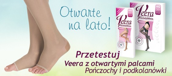 Veera, Przeciwżylakowa, podkolanówki, otwarte palce, 140 DEN, solei, rozmiar 3/4 (39-41)